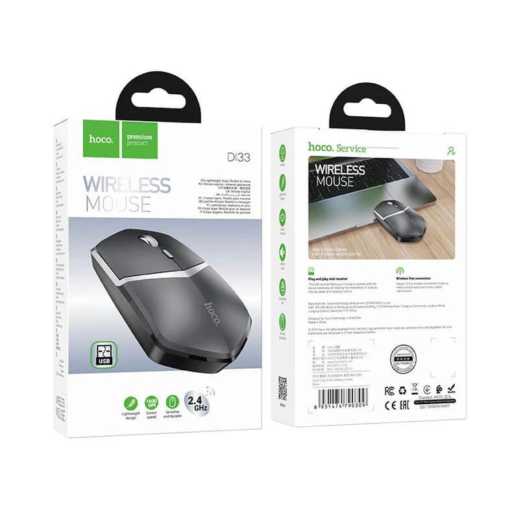 Mouse Wireless HOCO DI33, 1600DPI, Nero