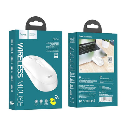 Mouse Wireless HOCO GM14, 1200DPI, Bianco