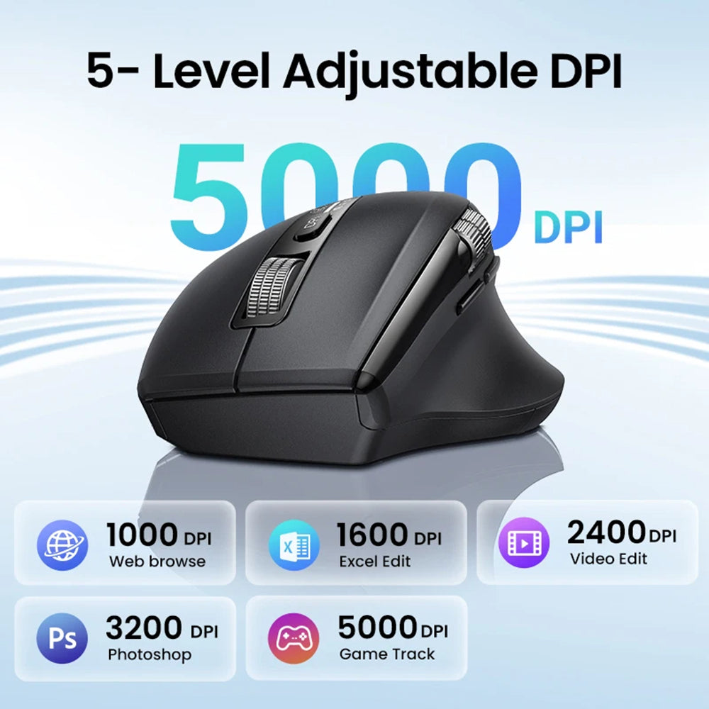 Mouse Wireless UGREEN M751, 5000DPI, BT / Wi-Fi, Nero