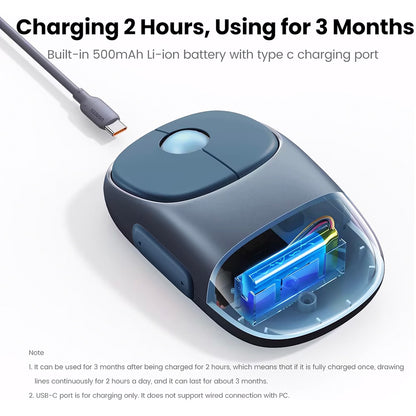Mouse Wireless UGREEN MU102 FUN+, 4000DPI, BT / Wi-Fi, Blu