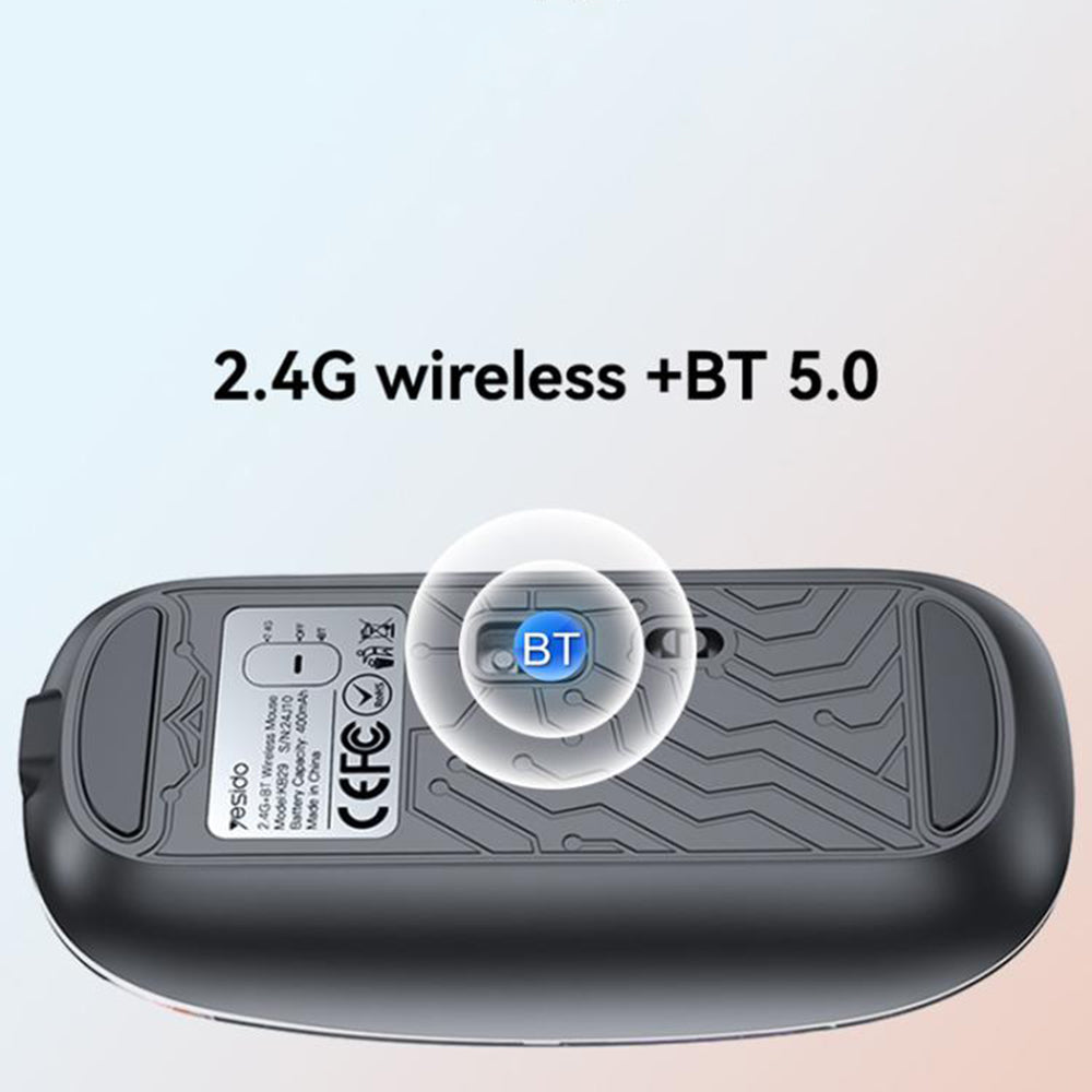 Mouse Wireless Yesido KB29, 800DPI - 1600DPI, BT / Wi-Fi, Bianco