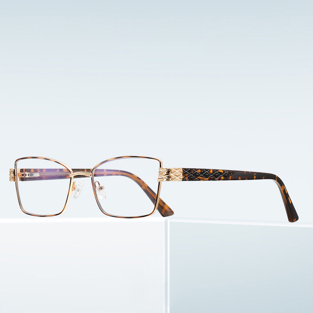 Techsuit 3171 Women's Computer Glasses, Anti-Blue Light, Black Gold