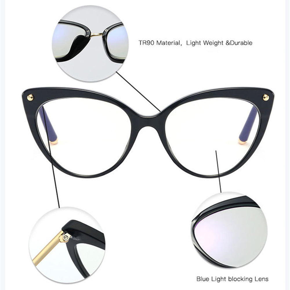 Occhiali da Computer Donna Techsuit F93308, Anti-Luce Blu, Nero Dorati