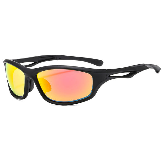 Occhiali da Ciclismo Unisex Techsuit 9309, Polarizzati, Neri Rossi