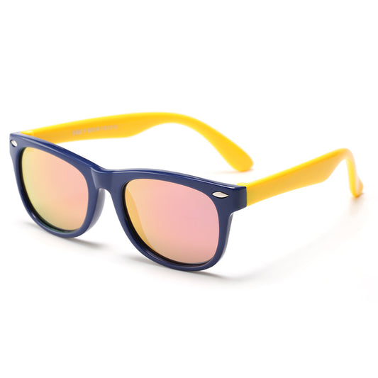 Occhiali da Sole per Bambini Techsuit D802, Polarizzati, Protezione UV, Blu Navy Gialli