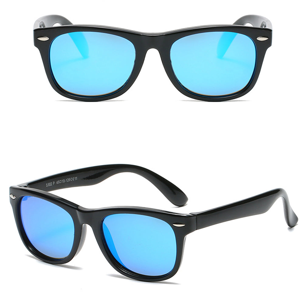Occhiali da Sole Bambini Techsuit D802, Polarizzati, Protezione UV, Neri Blu