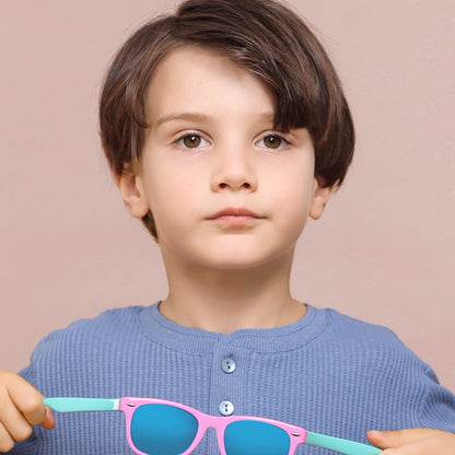 Occhiali da Sole Bambini Techsuit D802, Polarizzati, Protezione UV, Nero Rosa
