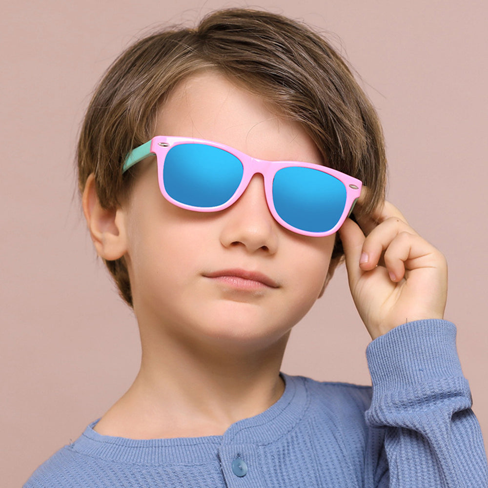 Occhiali da Sole Bambini Techsuit D802, Polarizzati, Protezione UV, Nero Rosa