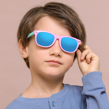 Occhiali da Sole Bambini Techsuit D802, Polarizzati, Protezione UV, Nero Rosa