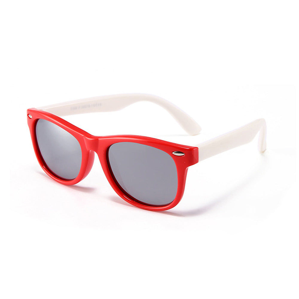 Occhiali da Sole Bambini Techsuit D802, Polarizzati, Protezione UV, Rossi Bianchi