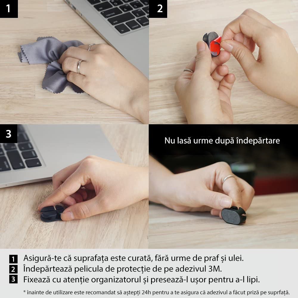 Organizzatore Cavi Ringke, Set 6 pezzi, Nero