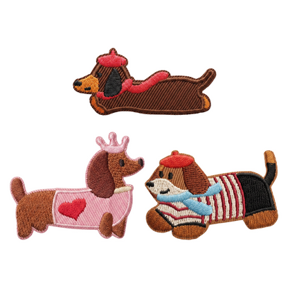 Patch / Textile Patch OEM Dachshund, Set of 3 pieces, Multicolor