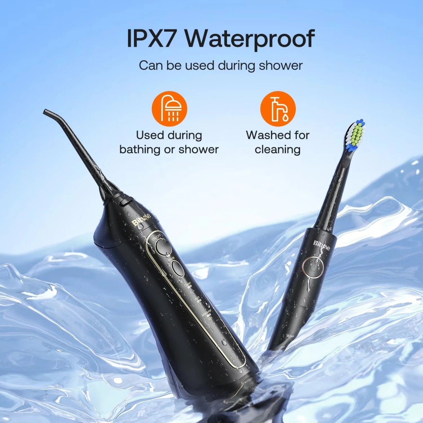 Spazzolino Elettrico e Idropulsore Dentale Bitvae E11 + F5020E, Nero