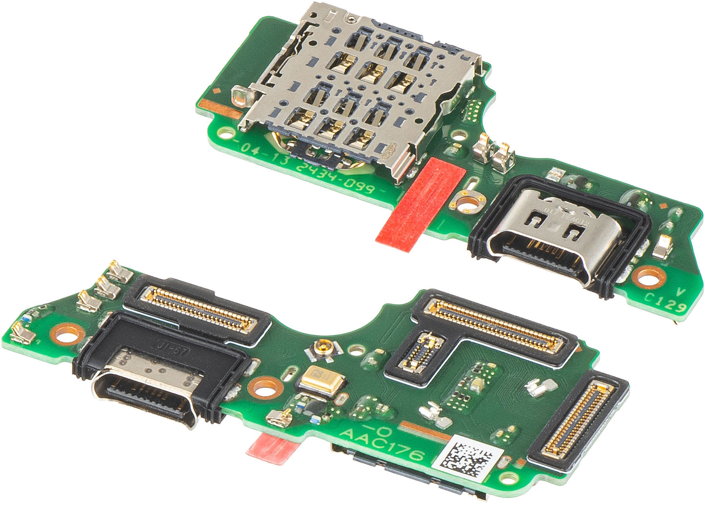 Scheda con Connettore di Ricarica - Microfono - Modulo Lettore SIM Oppo Reno12 F, Service Pack 621024000105
