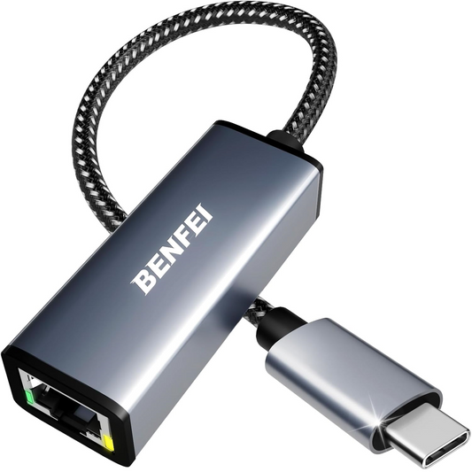 Scheda di Rete Benfei, RJ45, USB-C, Grigio