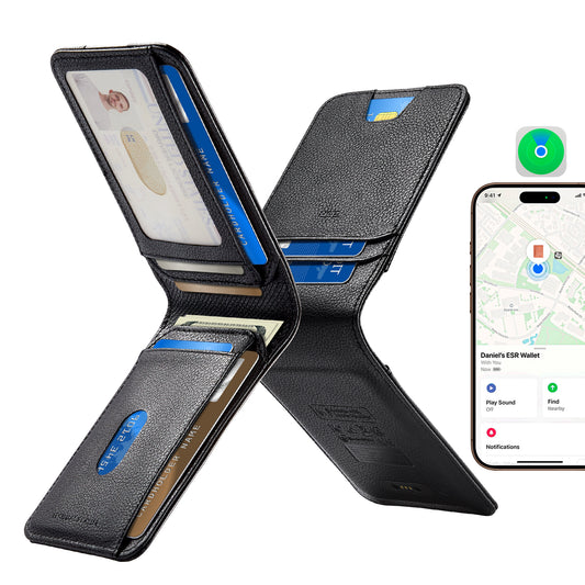 Portafoglio ESR Classic Geo con funzione Find My e protezione RFID, Nero, Ricondizionato