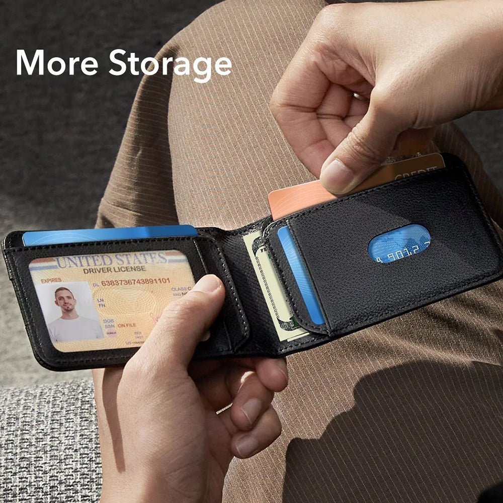 Portafoglio ESR Classic Geo Carbon con funzione Find My e Protezione RFID, Nero