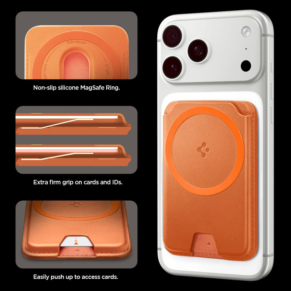 Portafoglio MagSafe, Spigen, Valentinus MagFit+, Arancione AFA11340