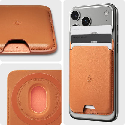 Portafoglio MagSafe, Spigen, Valentinus MagFit, Arancione AFA11339