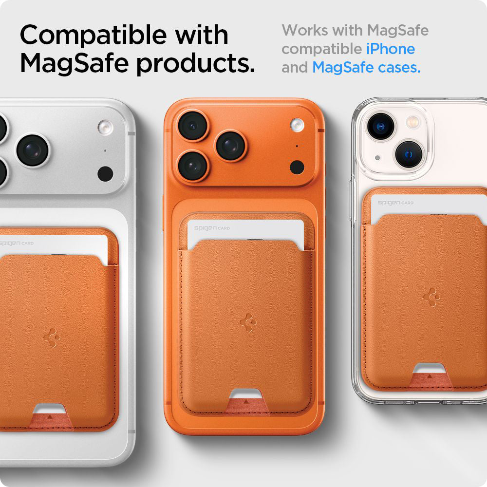 Portafoglio MagSafe, Spigen, Valentinus MagFit, Arancione AFA11339