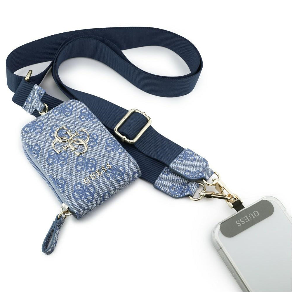 Portafoglio e Laccetto per Telefono Guess 4G Metal Logo, Blu