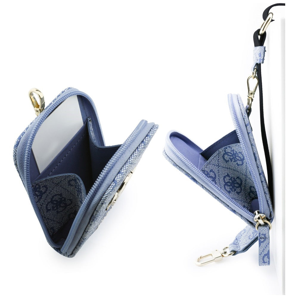Portafoglio e Laccetto per Telefono Guess 4G Metal Logo, Blu
