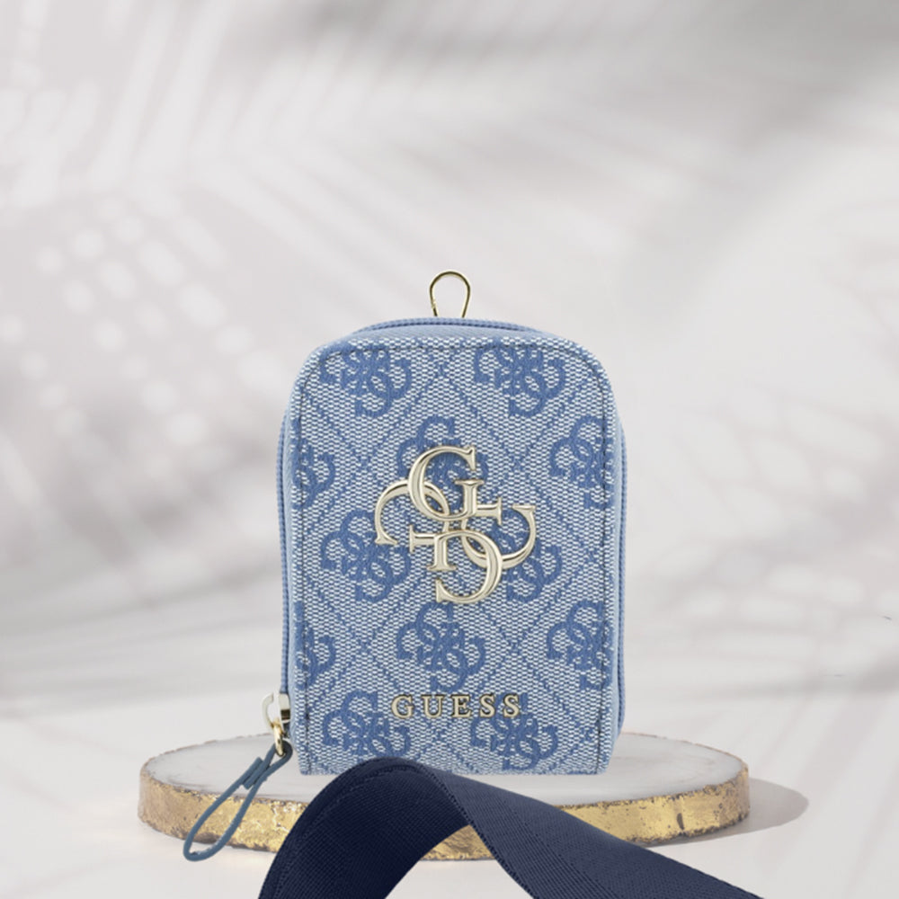 Portafoglio e Laccetto per Telefono Guess 4G Metal Logo, Blu