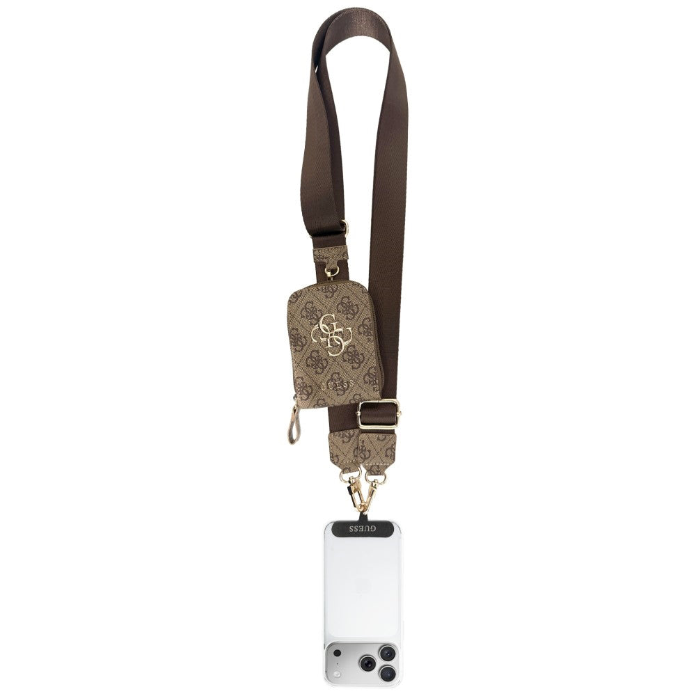 Portafoglio e Laccetto per Telefono Guess 4G Metal Logo, Marrone