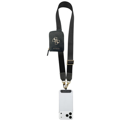Wallet and Guess 4G Metal Logo Phone Lanyard, Black