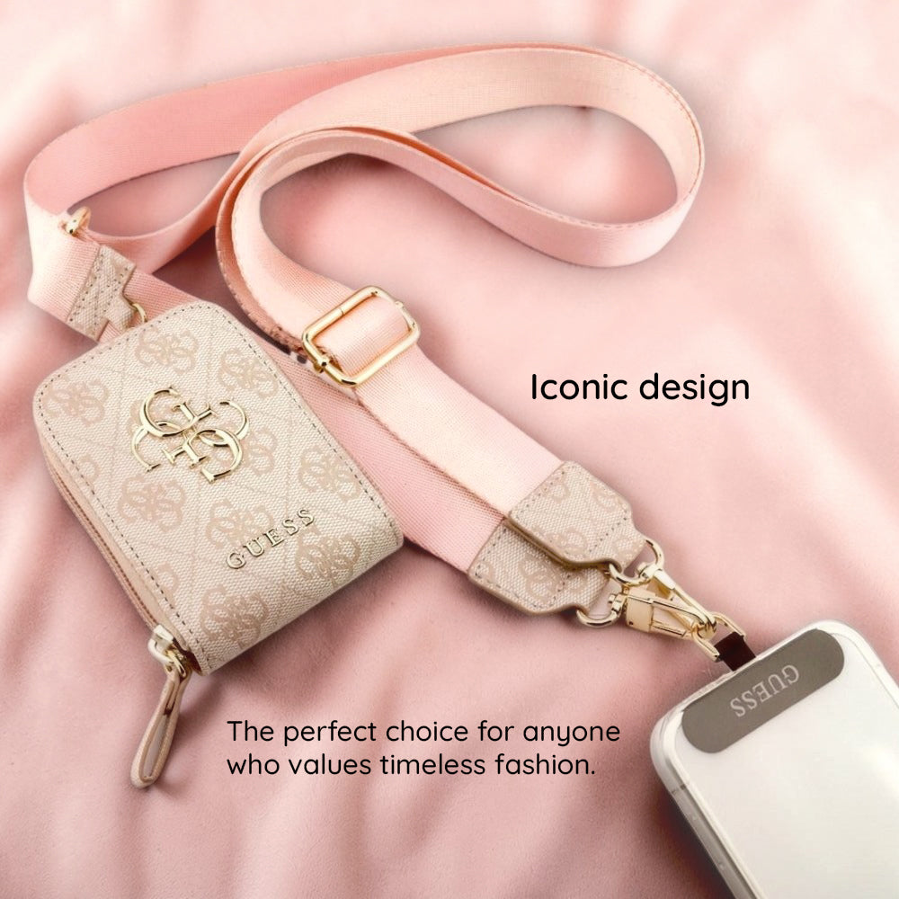 Portafoglio e Laccetto per Telefono Guess 4G Metal Logo, Rosa
