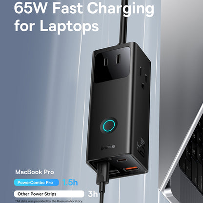 Prolunga Baseus PowerCombo US, 3 x Presa, Nero PSLA020101