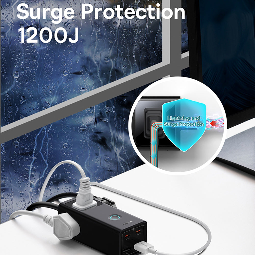 Prolunga Baseus PowerCombo US, 3 x Presa, Nero PSLA020101