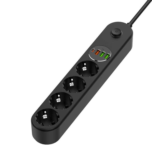 Prolunga ColorWay, 4 x Schuko, Nero