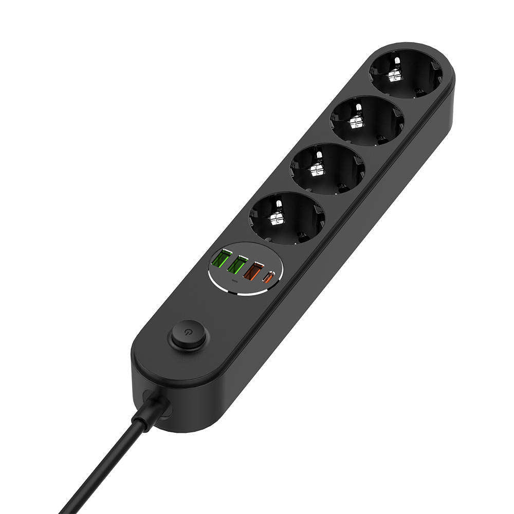 Prolunga ColorWay, 4 x Schuko, Nero