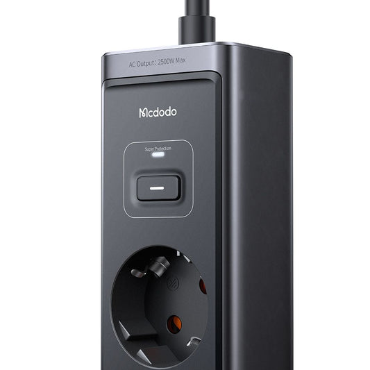 Prolunga McDodo CH-0620, 3 x Schuko - 1 x USB-A - 2 x USB-C, Nero