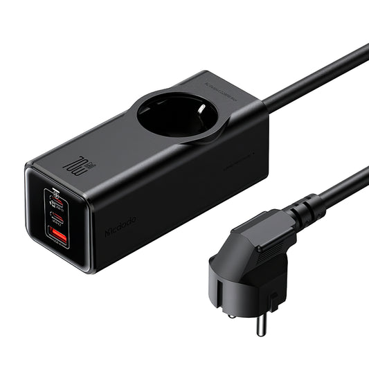 Prolunga McDodo CH-4620, 1 x Schuko - 1 x USB-A - 2 x USB-C, Nero