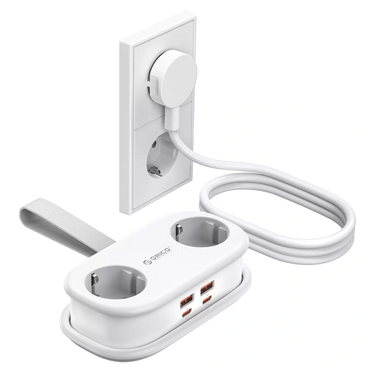 Prolunga Orico AP3, 2 x Schuko - 2 x USB-A - 2 x USB-C, Bianco