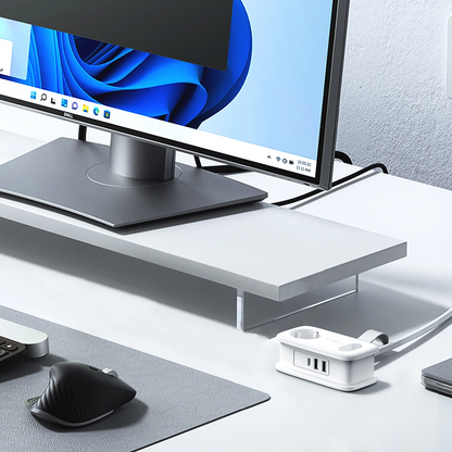 Prolunga Orico APP, 1 x Schuko - 1 x Presa - 2 x USB-A - 1 x USB-C, Bianco Grigio