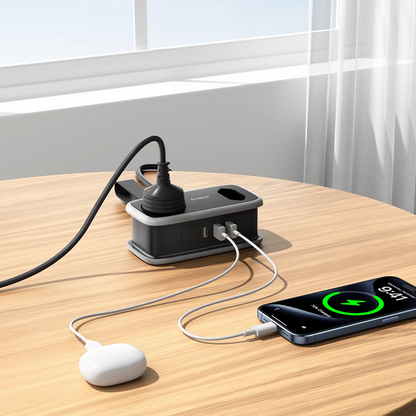 Prolunga Orico APP, 1 x Schuko - 1 x Presa - 2 x USB-A - 1 x USB-C, Nero Grigio