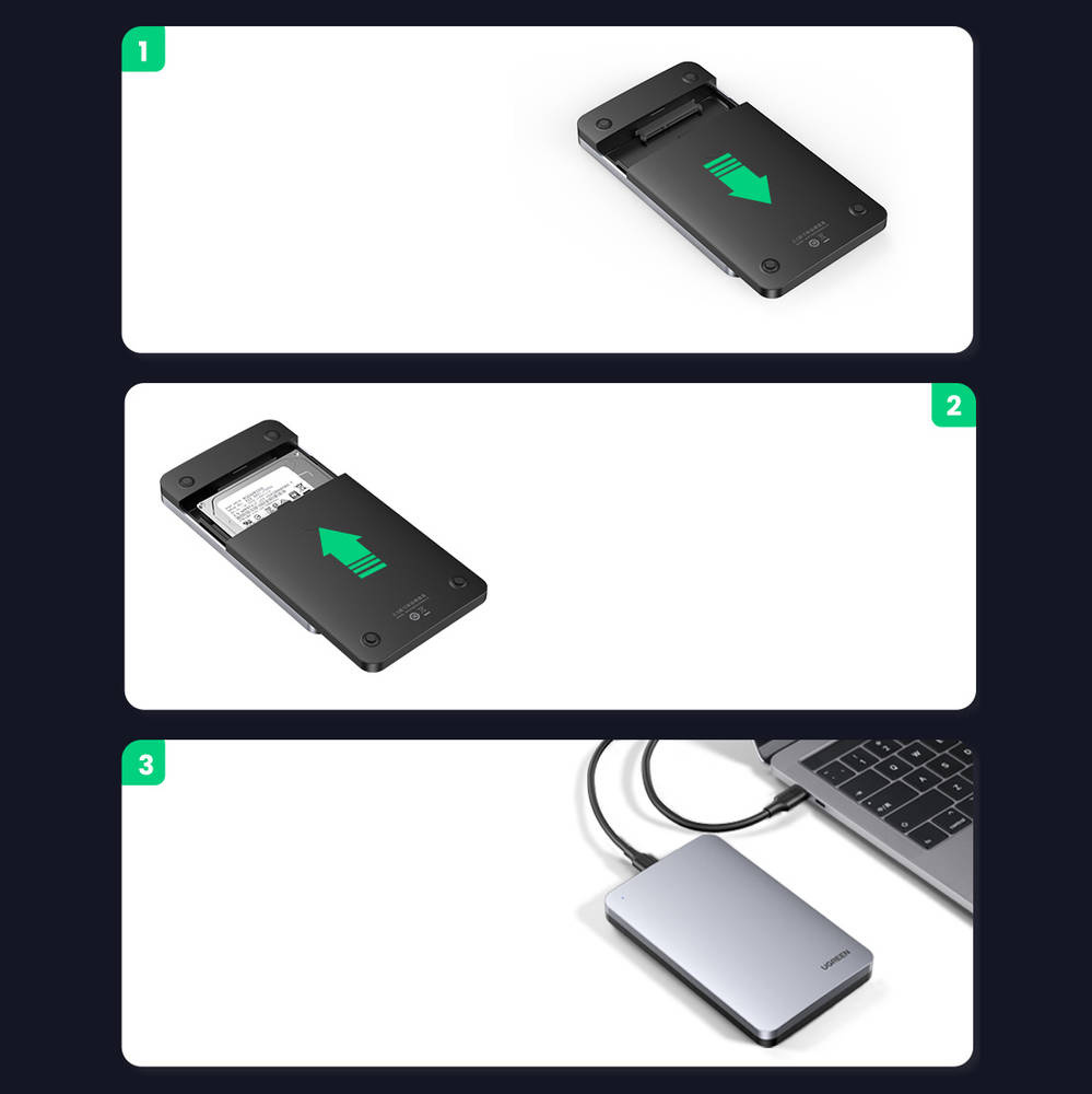 Rack UGREEN CM300 per HDD / SSD SATA da 2,5 pollici, USB 3.1, grigio 