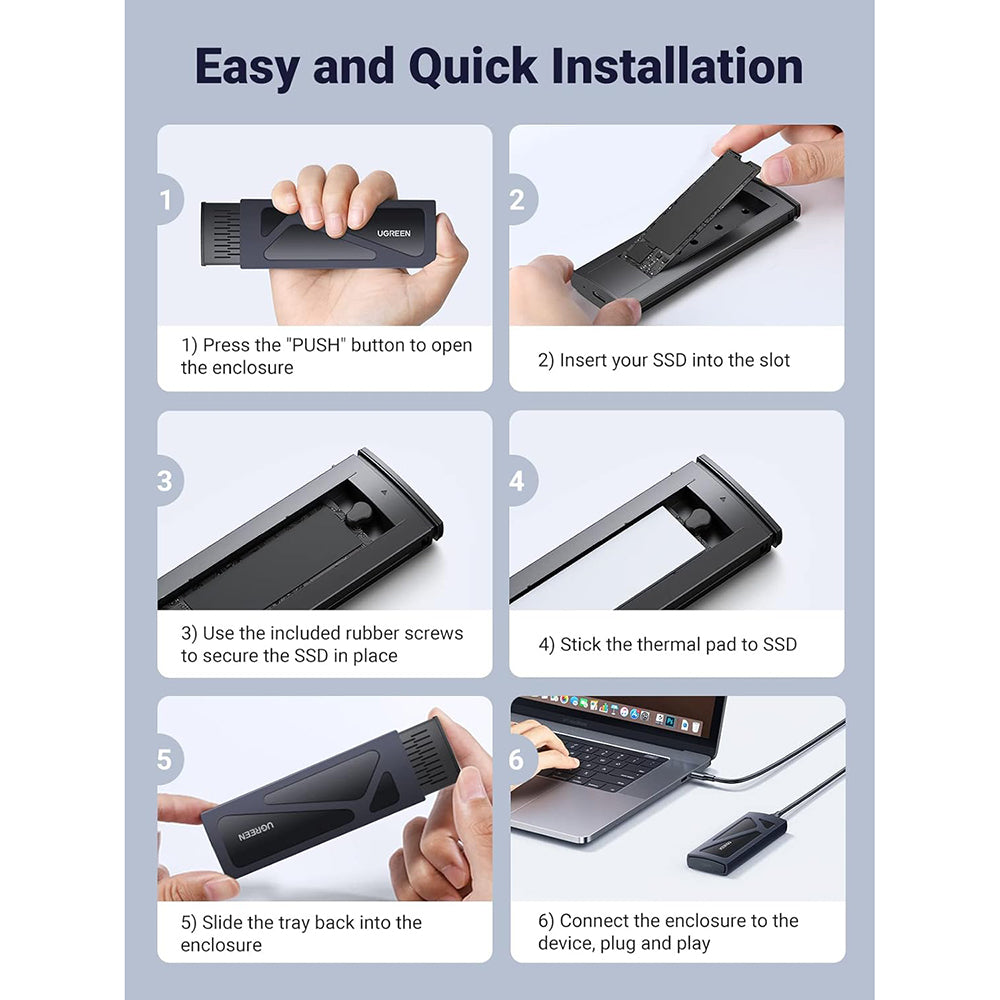 Rack UGREEN CM578 per SSD M.2 NVMe, Grigio