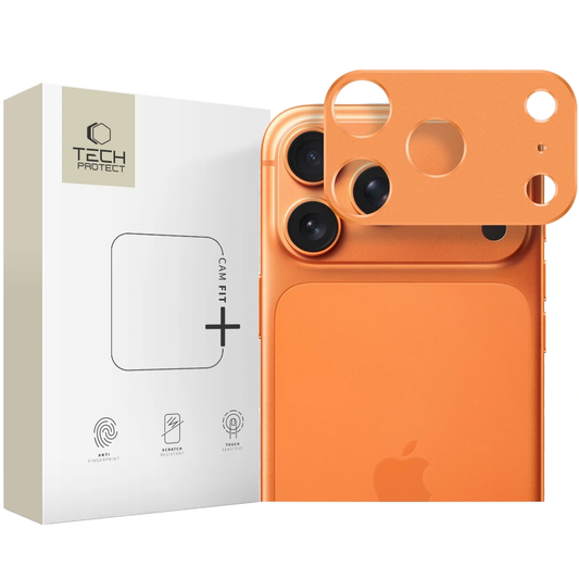 Cornice di protezione Camera Posteriore Tech-Protect Camalloy Fit+ per Apple iPhone 17 Pro Max, Alluminio, Arancione