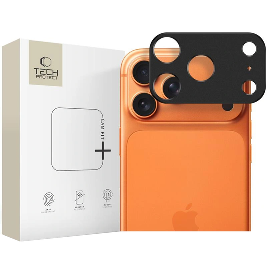 Cornice di protezione per la fotocamera posteriore Tech-Protect Camalloy Fit+ per Apple iPhone 17 Pro Max, Alluminio, Nera