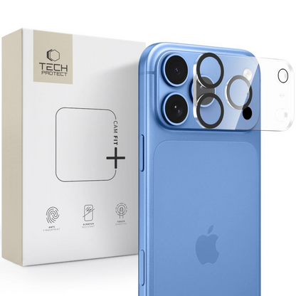 Cornice protettiva per fotocamera posteriore Tech-Protect Cam Fit+ per Apple iPhone 18 Pro Max, vetro temperato, trasparente