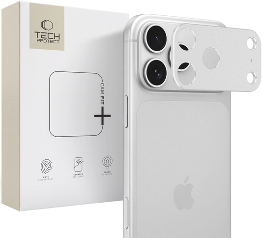 Cornice protettiva per fotocamera posteriore Tech-Protect Camalloy Fit+ per Apple iPhone 18 Pro Max, alluminio, argento