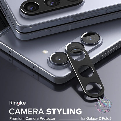 Cornice di protezione per la fotocamera posteriore Ringke Styling per Samsung Galaxy Z Fold5 F946, Alluminio, Nero