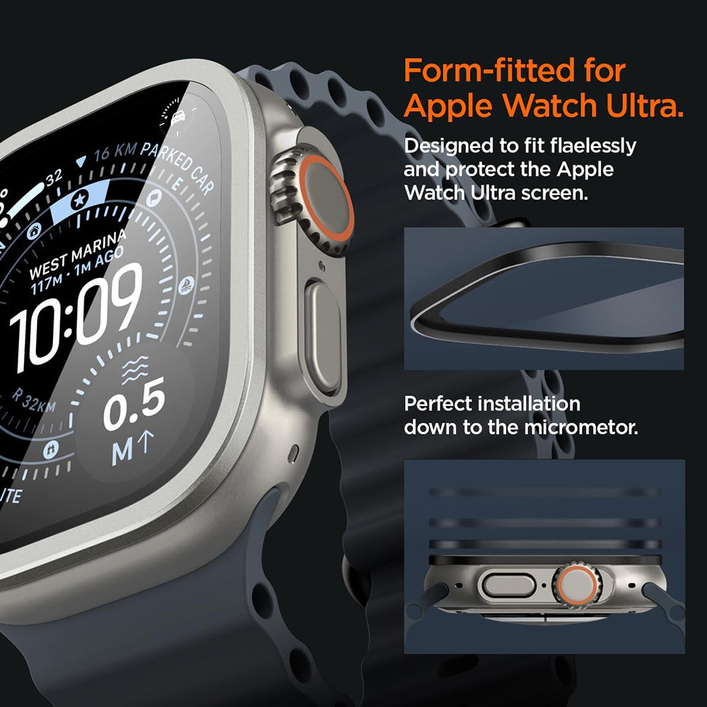Spigen Tune with Glass Protective Case for Apple Watch Ultra Series, Silver ACS11595