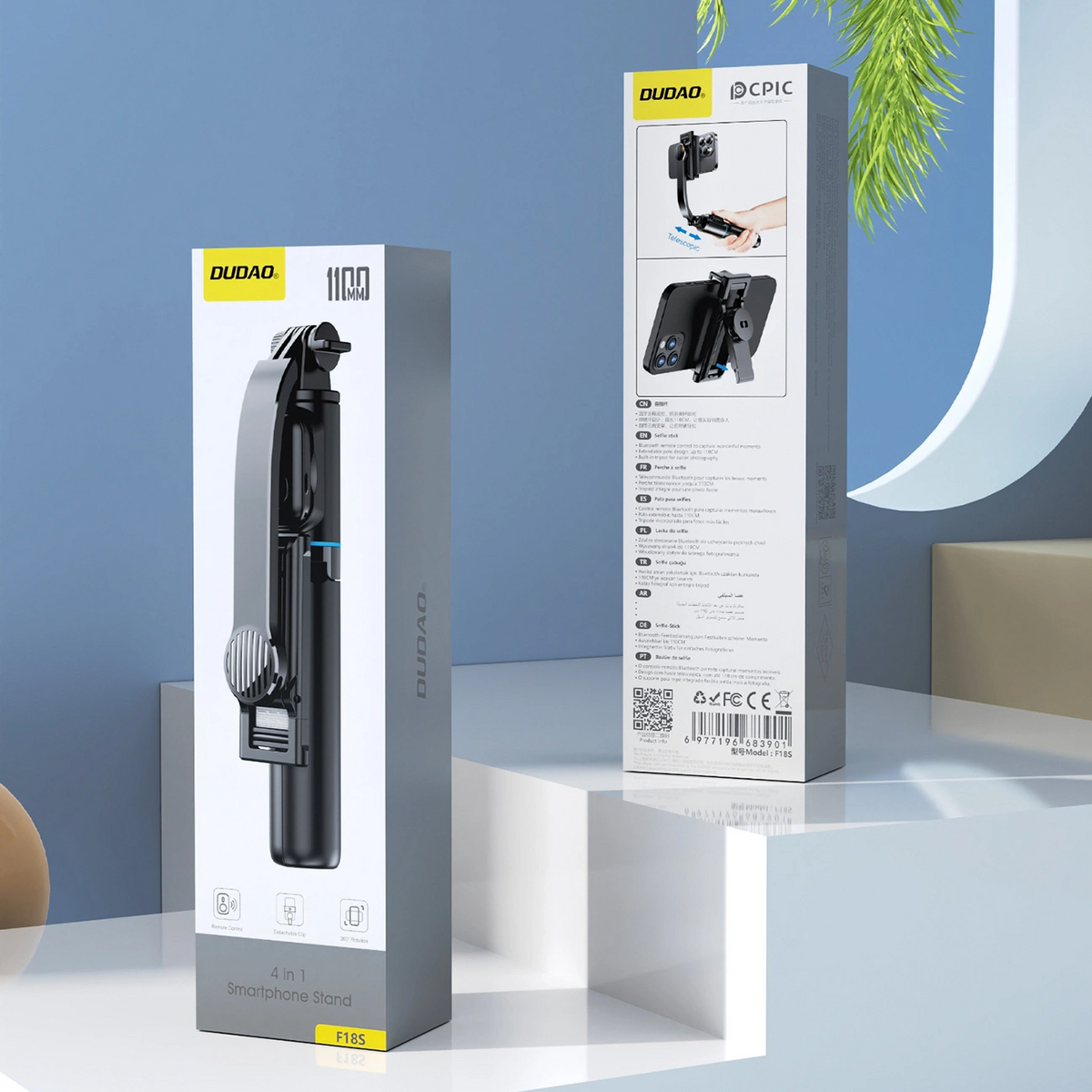 Selfie Stick Bluetooth Dudao F18S 4in1, Universale, Nero