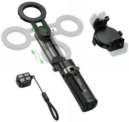 Selfie Stick Bluetooth HOCO K27 Pro, Universale, Nero