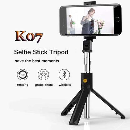 Selfie Stick Bluetooth Techsuit K07, Universale, Nero